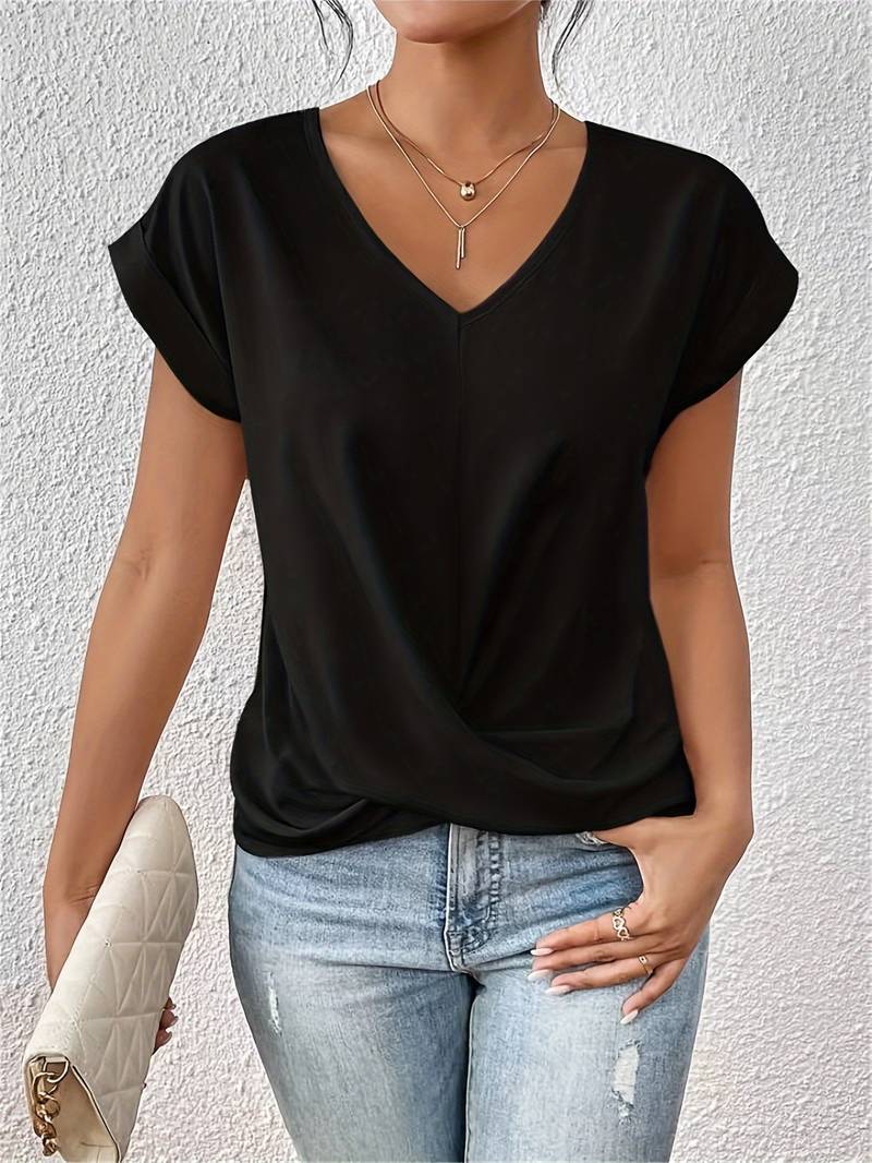 MIERE V-Neck Ruffle Blouse