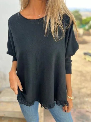 Casual Elegance: The Boho Raw Hem Knit Sweater