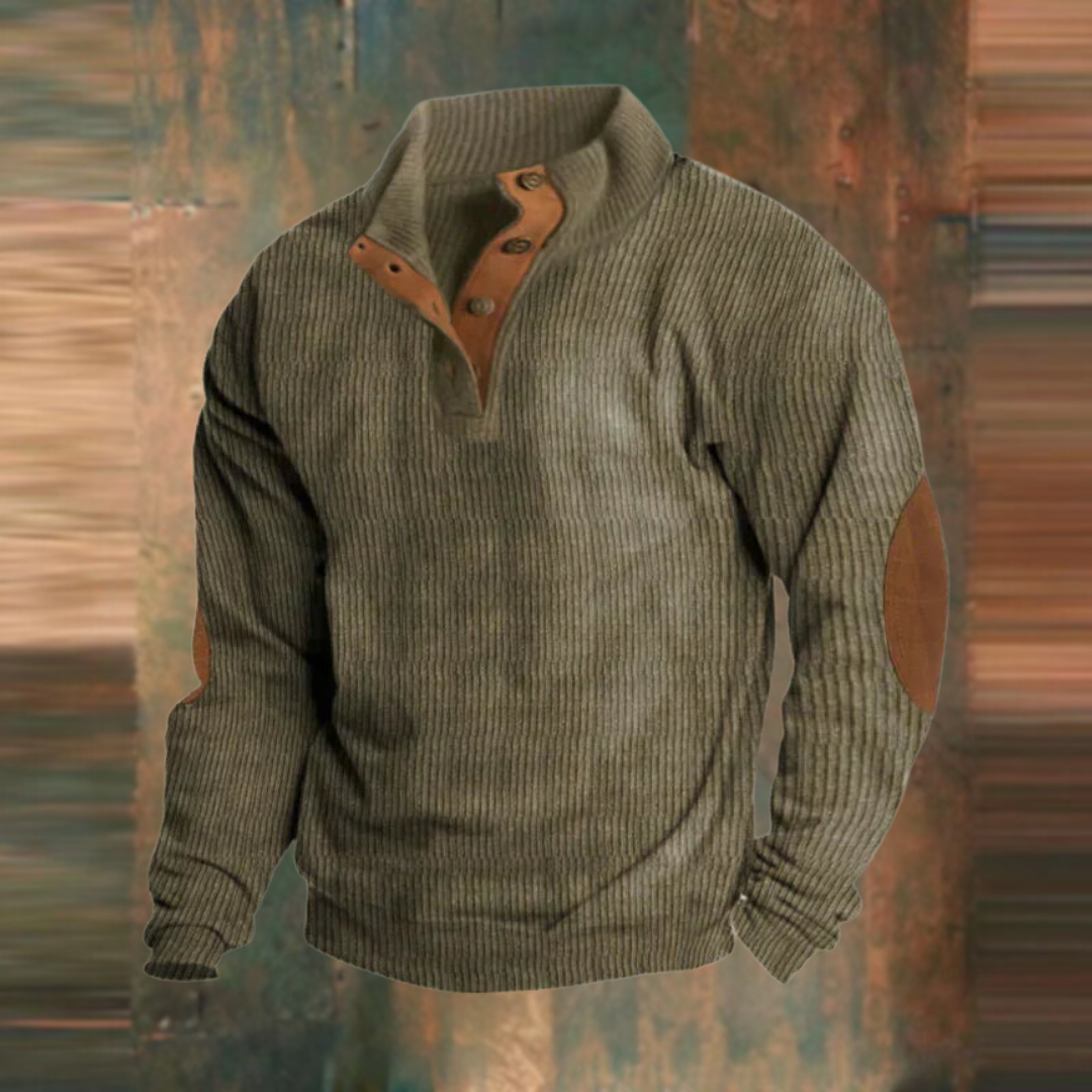 CEDARWOOD - CLASSIC HENLEY RIBBED SWEATER